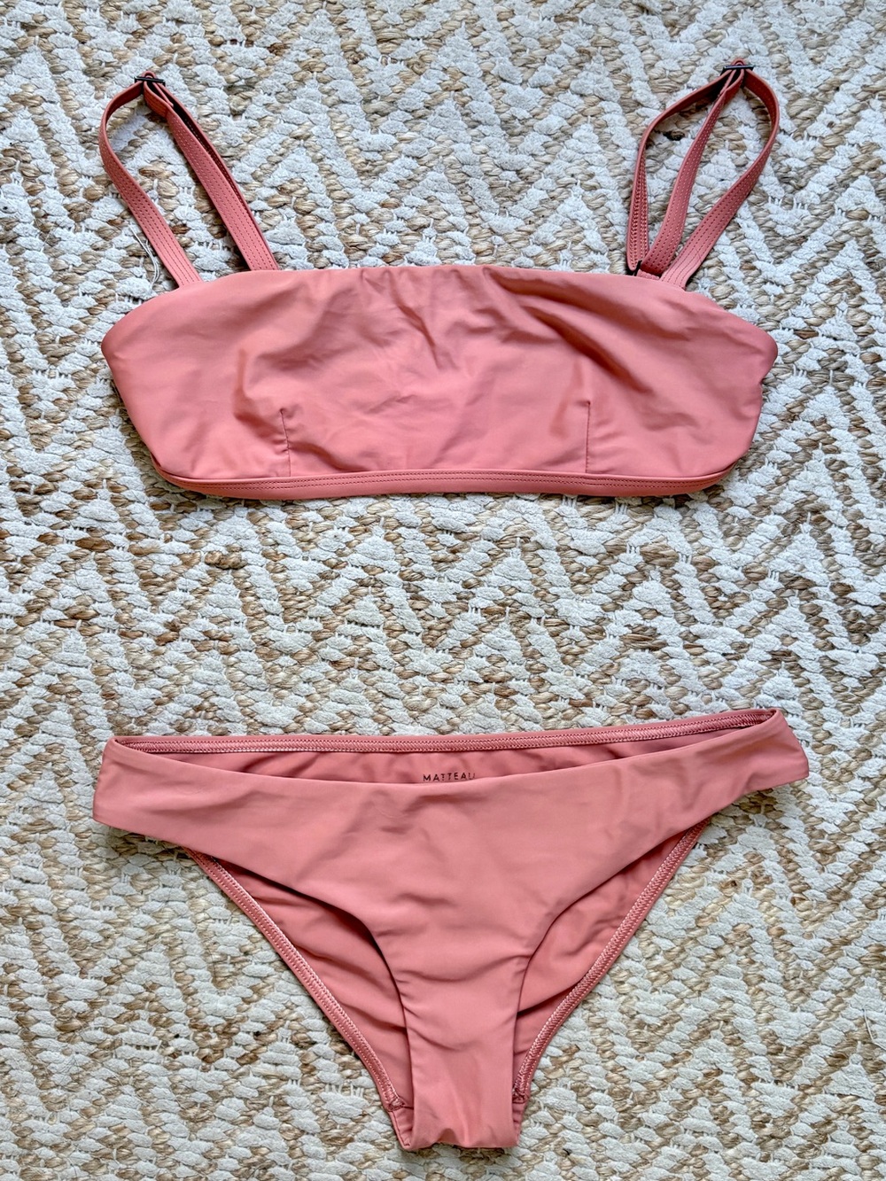 Matteau Coral Peach Pink Bandeau Bikini Set